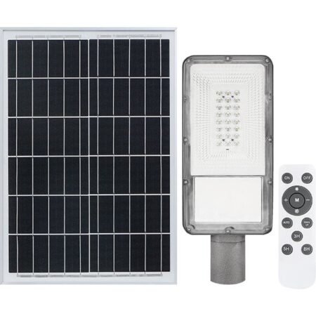 ΗΛΙΑΚΟ ΦΩΤΙΣΤΙΚΟ ΔΡΟΜΟΥ LED 100W, ΑΔΙΑΒΡΟΧΟ ΜΕ ΦΩΤΟΒΟΛΤΑΪΚΟ ΠΑΝΕΛ 5V/30W BORMANN