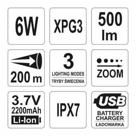 ΦΑΚΟΣ CREE LED ΕΠΑΝΑΦΟΡΤΙΖΟΜΕΝΟΣ 6W YT-08568 - Image 3