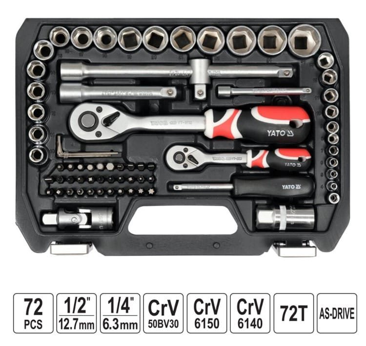 ΚΑΣΕΤΙΝΑ ΚΑΡΥΔΑΚΙΑ 1/2" ΣΕΤ 72ΤΜΧ. YT-38782 YATO 20038782 - Image 2