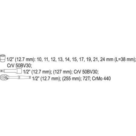 ΣΕΤ ΚΑΣΤΑΝΙΑΣ ΥΑΤΟ 1/2" 12ΤΜΧ. YT-38821 - Image 3
