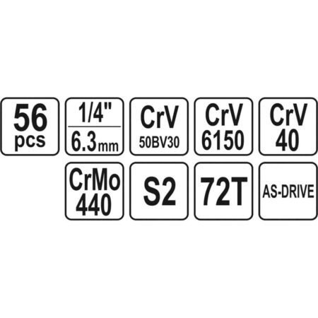 ΚΑΡΥΔΑΚΙΑ ΚΑΣΕΤΙΝΑ CrV 1/4” - 56 ΤΜΧ YT-14501 - Image 4