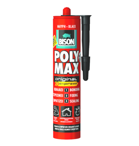 ΚΟΛΛΑ ΣΦΡΑΓΙΣΤΙΚΗ POLY MAX ΜΑΥΡΗ EXPRESS ΦΥΣΙΓΓΑ 280ML/425GR BISON