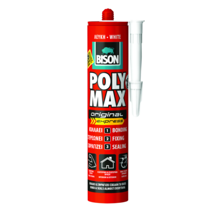 ΚΟΛΛΑ ΣΦΡΑΓΙΣΤΙΚΗ POLY MAX ΛΕΥΚΗ EXPRESS ΦΥΣΙΓΓΑ 280ML/425GR BISON