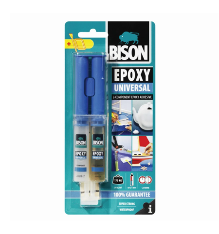 ΚΟΛΛΑ 2 ΣΥΣΤΑΤΙΚΩΝ ΕΠΟΞΙΚΗ EPOXY SYRINGE UNIVERSAL 24ML BLISTER BISON