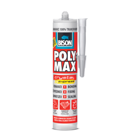 ΣΦΡΑΓΙΣΤΙΚΗ ΚΟΛΛΑ POLY MAX CRYSTAL CLEAR EXPRESS ΦΥΣΙΓΓΑ 300GR BISON