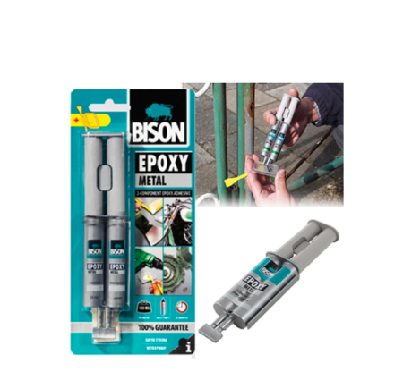 ΚΟΛΛΑ ΕΠΟΞΙΚΗ EPOXY SYRINGE METAL 24ML BLISTER BISON