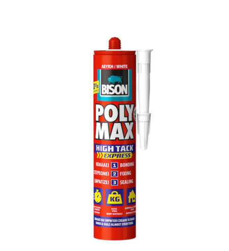 ΣΦΡΑΓΙΣΤΙΚΗ  ΛΕΥΚΗ ΚΟΛΛΑ  ΦΥΣΙΓΓΑ 440 gr  BISON POLY MAX HIGH TACK EXPRESS