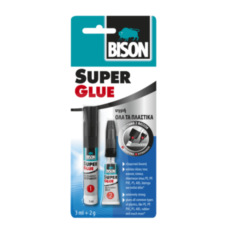 ΚΟΛΛΑ ΓΙΑ ΠΛΑΣΤΙΚΑ SUPER GLUE ALL PLASTIC 3ML+2GR BLISTER BISON