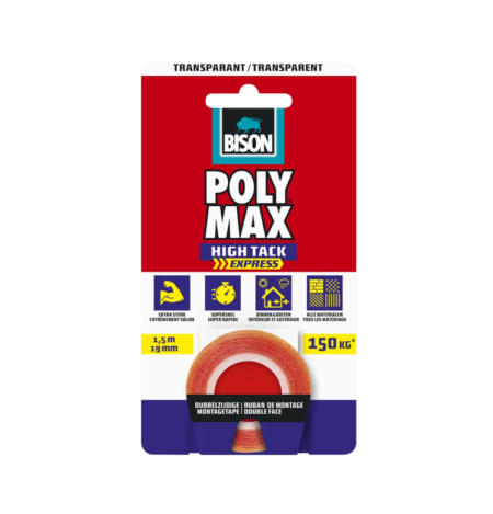 ΤΑΙΝΙΑ ΔΙΠΛΗΣ ΟΨΗΣ 1,5MX19MM POLYMAX TAPE TRANSPARENT  BISON